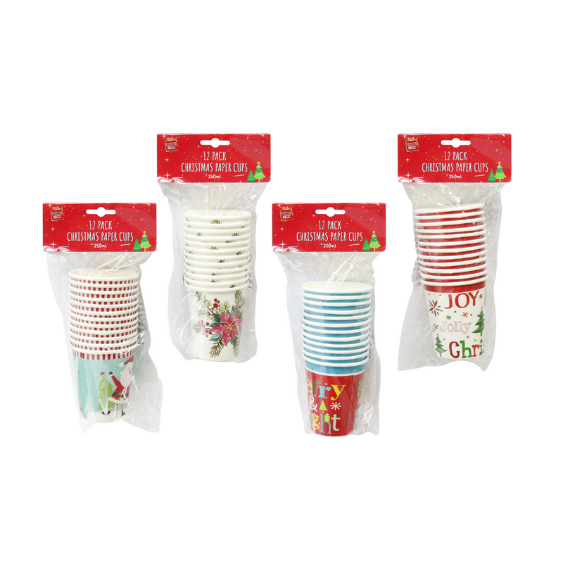 Ronis Paper Party Cups 12pk 250ml 4 Asstd