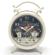 Ronis Paris Botany Faux Twin Bell Metal Vintage Desk Clock 16x6x20.5cm Off White