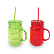 Ronis Party Jam Jar Spiral Straw 620ml 2 Asstd