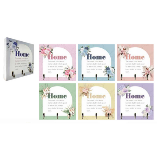 Ronis Pastel Home Key Holders Three Hook 20x20x3cm Assorted