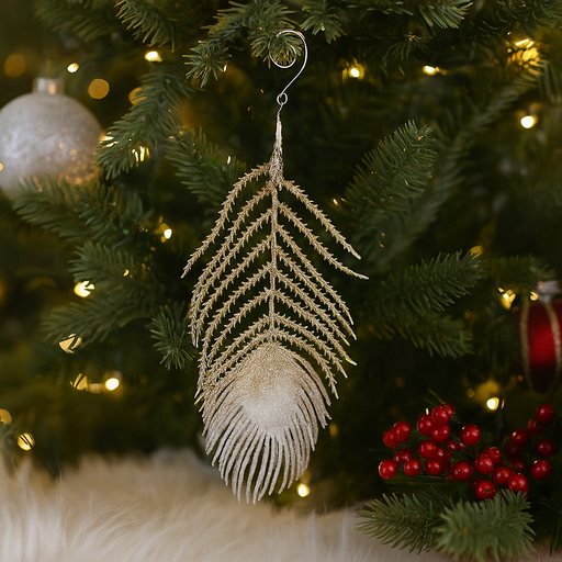 Peacock Feather Tree Ornament 10x20cm for luxurious Christmas tree décor
