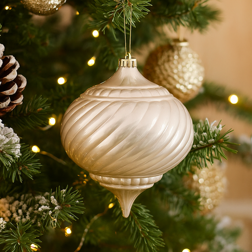 Pearl Finish Finial 20x24cm Ivory for elegant Christmas and holiday décor