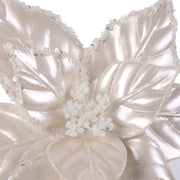 24cm pearl ivory poinsettia flower clip for elegant Christmas tree and wreath décor – thumbnail