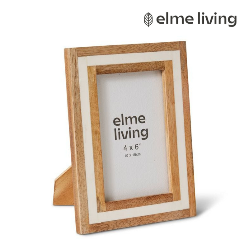Pedro mini photo frame white and natural holds 4x6cm photo outer size 15x2x20cm