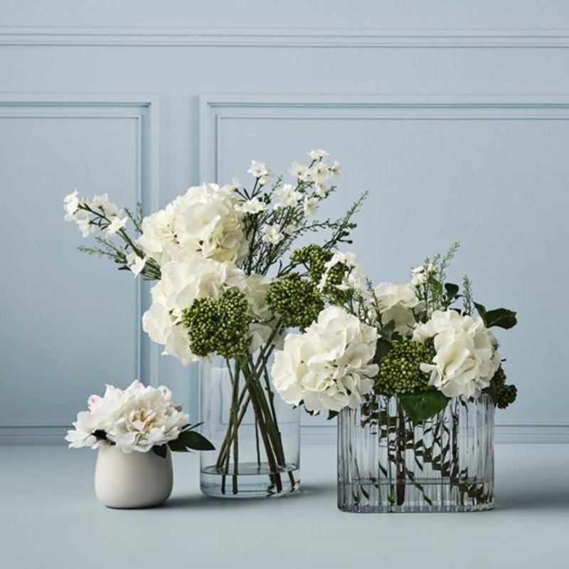 Ronis Peony Mix in Pot White 22cmh