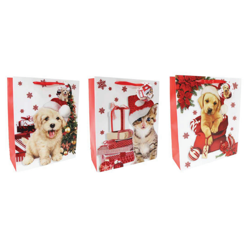 Ronis Pets Red Glitter Gift Bag Large Assorted