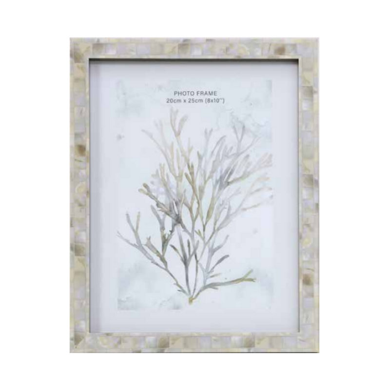 Coraline metallic shell look photo frame 20x25cm decorative coastal picture frame