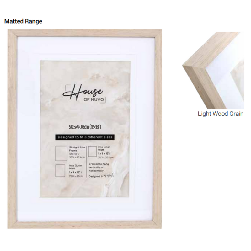 Chester double matted photo frame 30.5x40.6cm in light wood finish for wall art