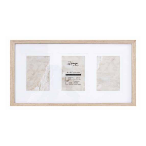 Ronis Photo Frame Double Matted Chester Light Wood 3 Window Collage 25.4x47.2cm