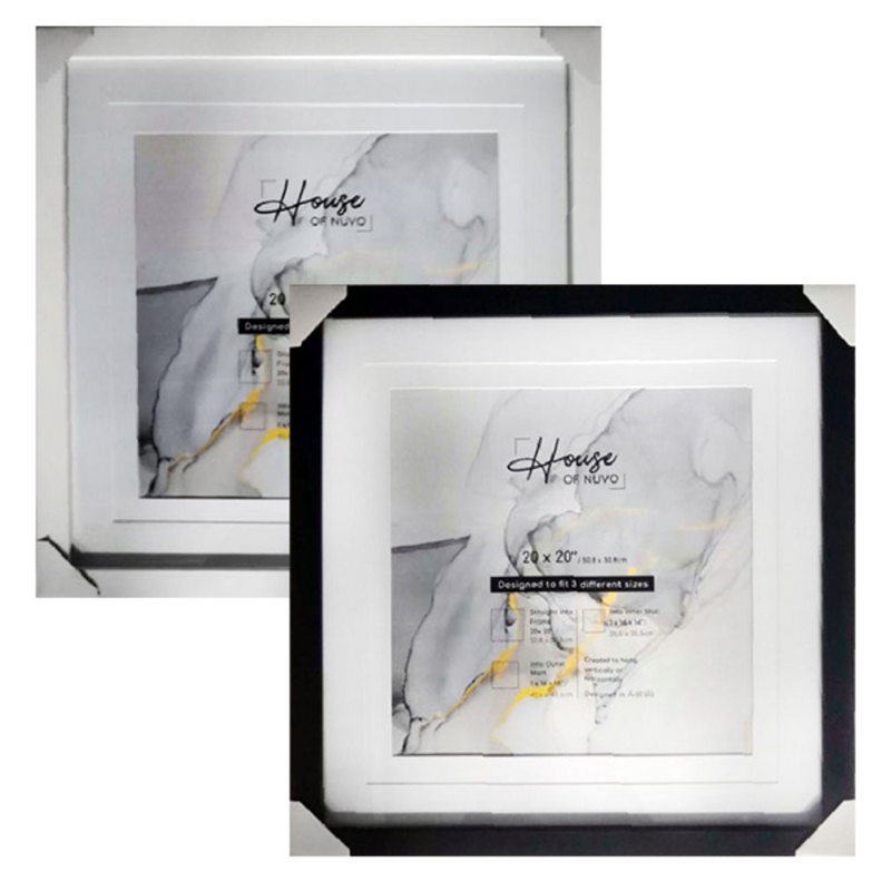Connor double matted photo frame 50x50cm black and white assorted square wall frame
