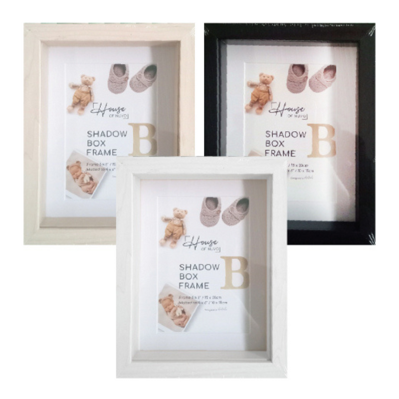 White shadow box photo frame 15x20cm deep display frame for keepsakes and memorabilia
