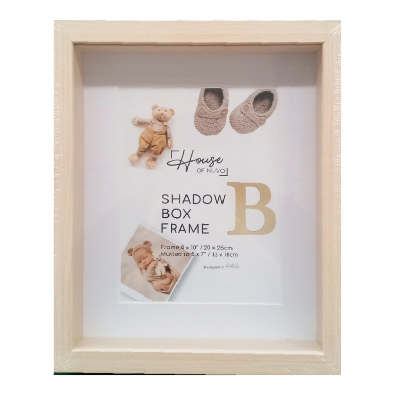 Photo Frame Shadow Box 20x25cm natural wood-look deep frame for photos and keepsakes