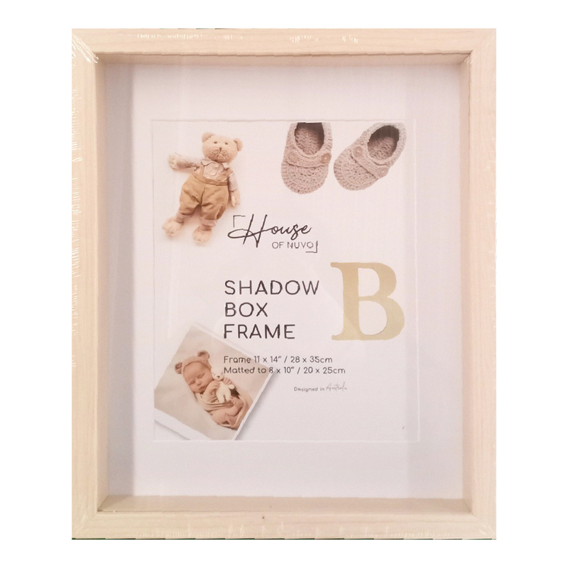 Natural shadow box photo frame 28x35cm deep display frame for keepsakes and memorabilia