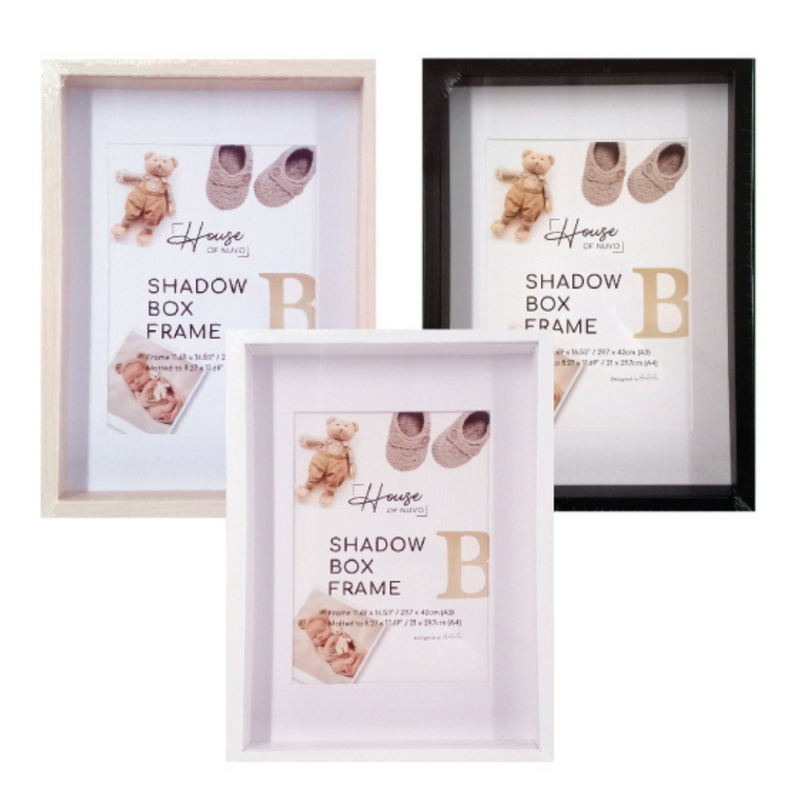 Black A3 shadow box photo frame 29.7x42cm with deep profile, modern box frame for prints, photos, certificates and keepsakes