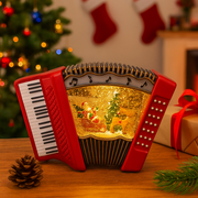 Vintage-style piano accordion decor with realistic detailing and black-and-white piano keys