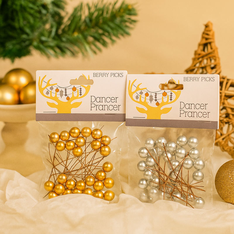 1cm assorted gold and silver decorative picks for crafts and holiday décor