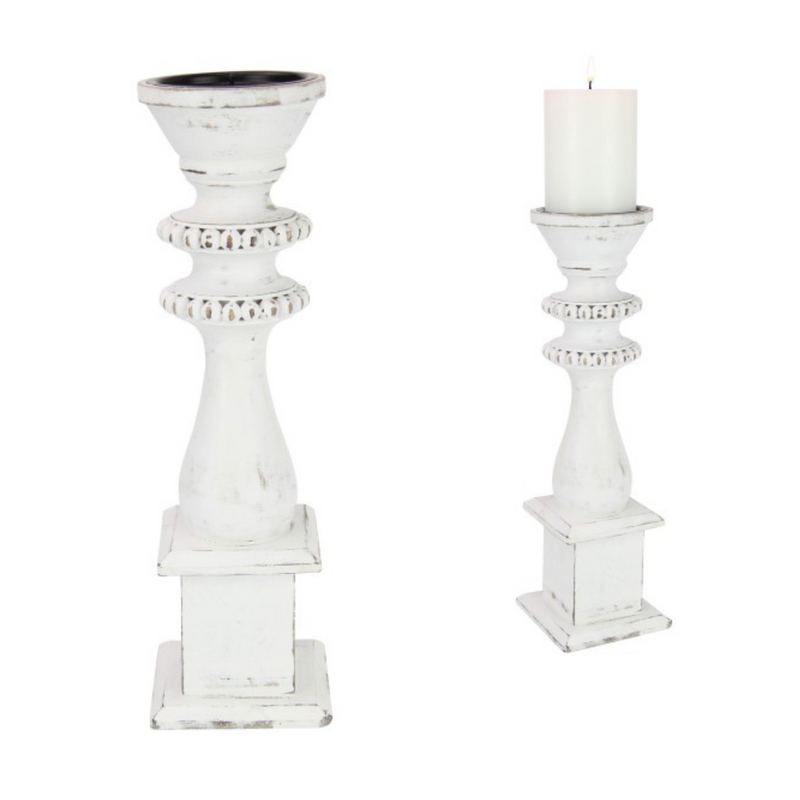 Ronis Pillar Candle Holder with White Wash 36cm