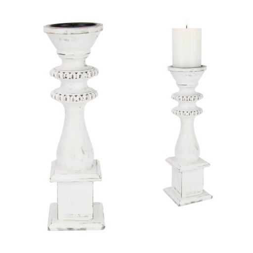 Ronis Pillar Candle Holder with White Wash 36cm