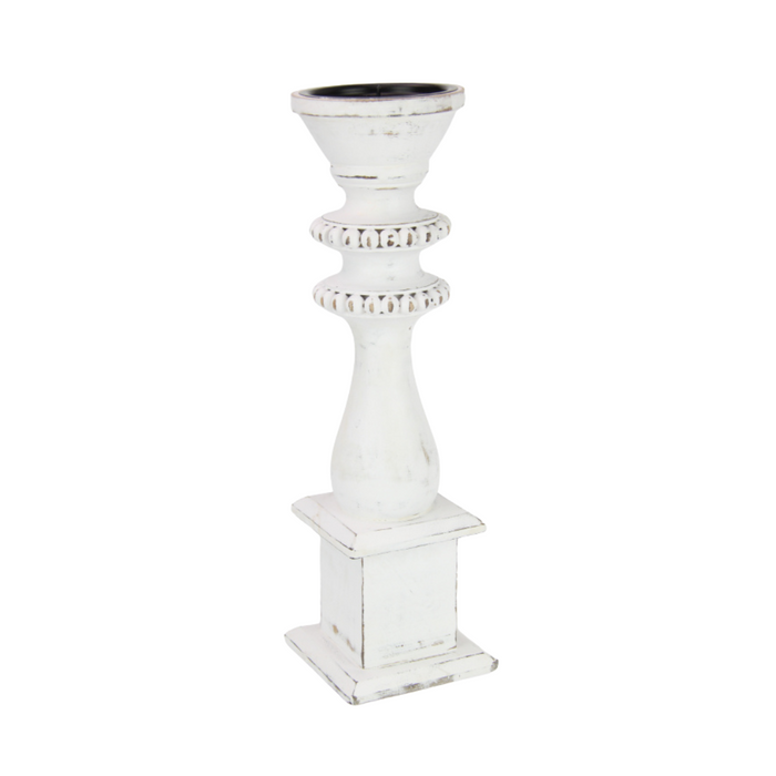 Ronis Pillar Candle Holder with White Wash 36cm