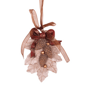 Realistic pinecone-shaped polyresin Christmas tree ornament, 6.5x2x9cm.