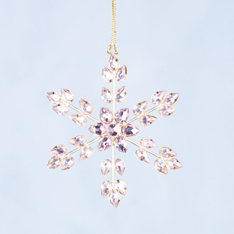 Ronis Pink Glass Snowflake Tree Decoration 12cm