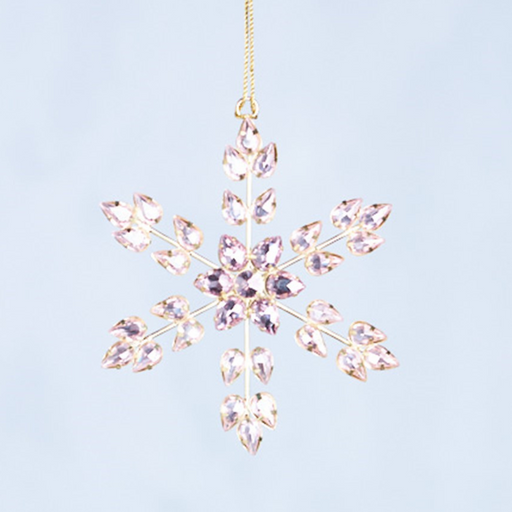 Ronis Pink Glass Snowflake Tree Decoration 12cm