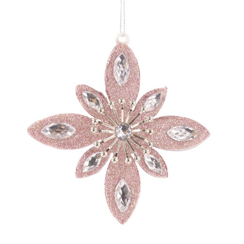Ronis Pink Glitter Star Tree Ornament 13.5cm