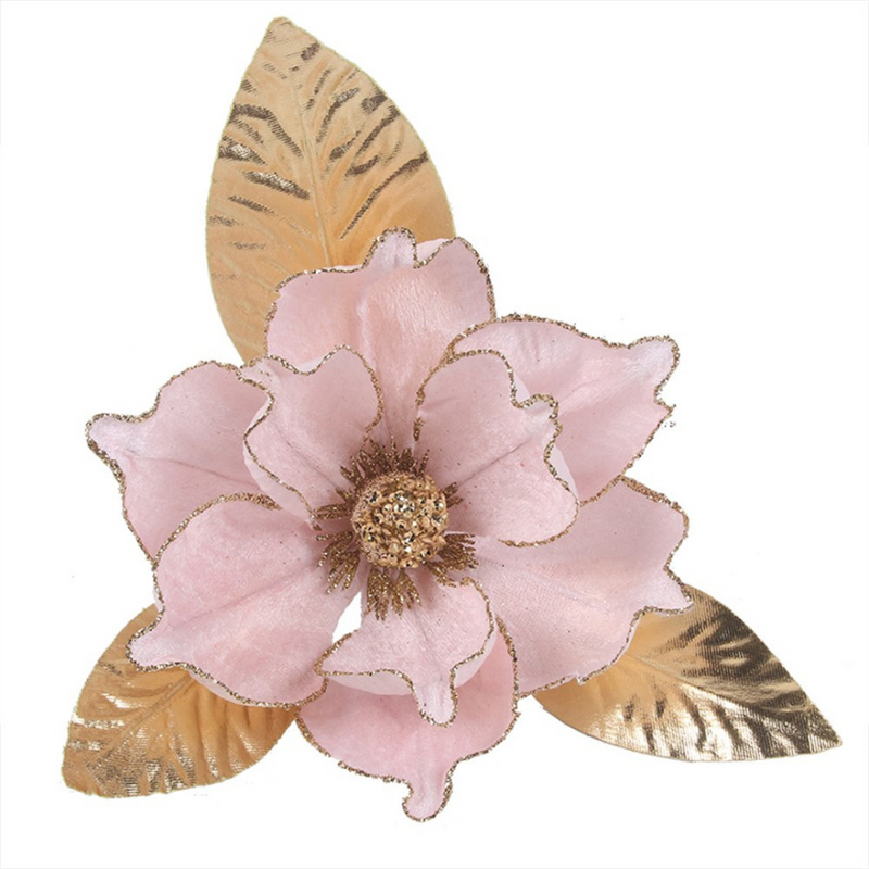 Ronis Pink With Gold Magnolia With Clip 22x23cm