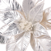 Platinum Poinsettia with Clip 30cm decorative Christmas flower ornament