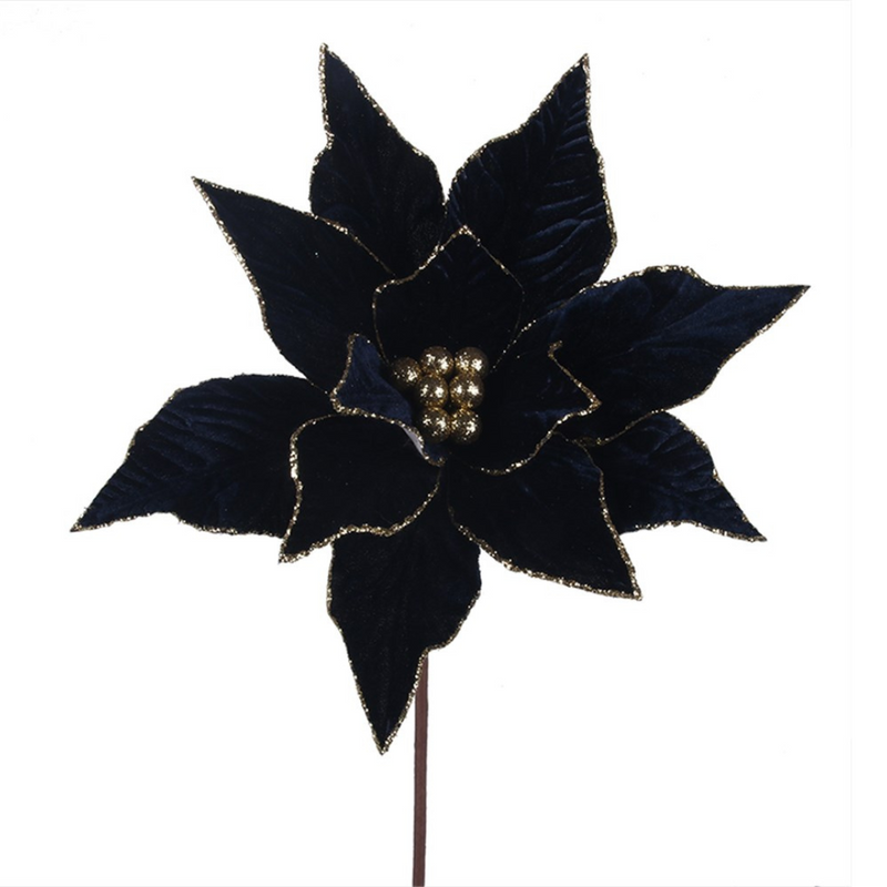 Ronis Poinsettia 29-31cm With Clip Royal Blue 2 Asstd X350249
