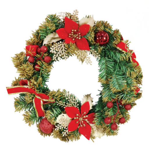 Ronis Poinsettia Deco Wreath 30cm Red-Gold