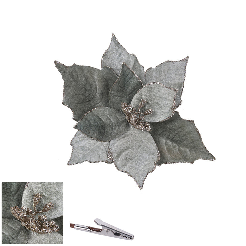 Ronis Poinsettia with Clip 20cm Mint