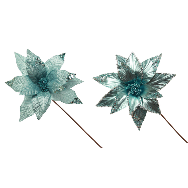 Ronis Poinsettia 30cm With Clip Pale Blue Assorted X350539