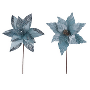 Ronis Poinsettia 30cm with 50cm Stem Pale Blue Assorted
