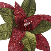 Artificial poinsettia 38cm diameter 50cm length green and red Christmas flower decoration