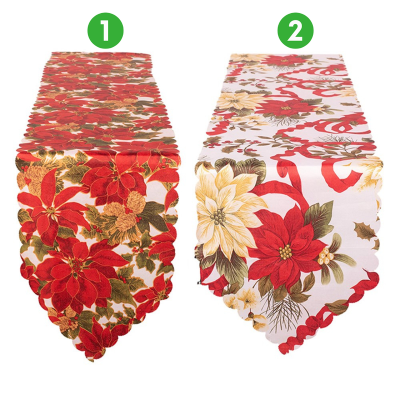 Ronis Poinsettia Christmas Table Runners 33x180cm 2 Asstd