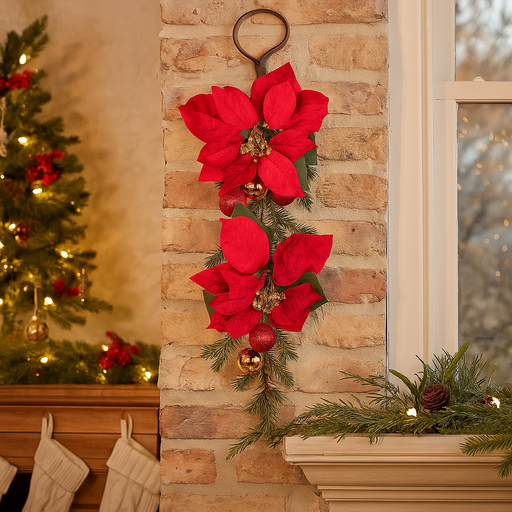 Poinsettia Drop Red 60cm Christmas Decoration