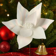 Iridescent poinsettia flower stem 27cm diameter for Christmas trees and festive arrangements