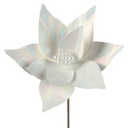 Iridescent poinsettia flower stem 27cm diameter for Christmas trees and festive arrangements
