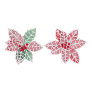 Poinsettia Frosted Holly Clip Assorted with snowy festive detail for Christmas tree, wreath, or garland decoration.