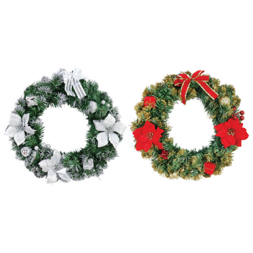 Ronis Poinsettia Glitter Wreath 40cm Assorted