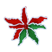 Poinsettia Green-Red Snowy Clip with frosted petals for Christmas tree, wreath, or garland decoration. – thumbnail