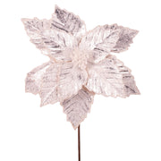 Poinsettia stem 32cm flower with 50cm stem pearl white – elegant Christmas floral decoration