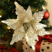 Large champagne poinsettia stem with 45cm flower and 50cm stem for Christmas decorating