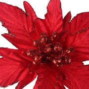 Poinsettia with Clip 24cmD 26cmD Red Assorted – Festive Christmas flower decorations for trees, wreaths, and centerpieces