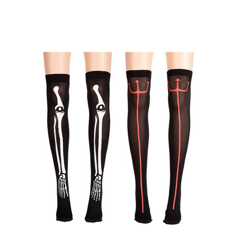 Ronis Polyester Devil and Skeleton Stockings Adult Size 2 Asstd