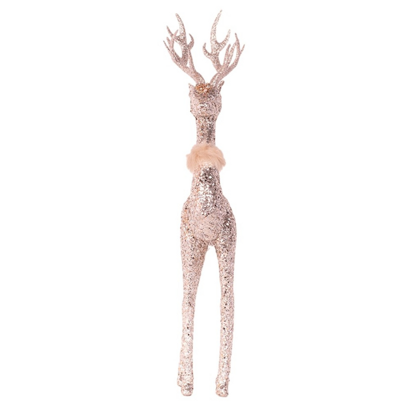 Champagne polyfoam reindeer Christmas figurine, 52cm tall