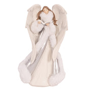 Silver Polyresin Angel 18x14x30.5cm Christmas figurine decoration