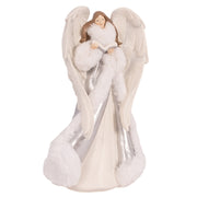 Silver Polyresin Angel 18x14x30.5cm Christmas figurine decoration