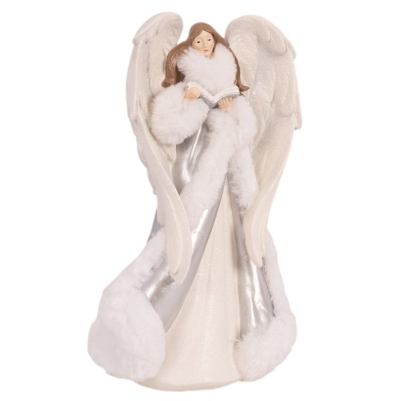 Silver Polyresin Angel 18x14x30.5cm Christmas figurine decoration